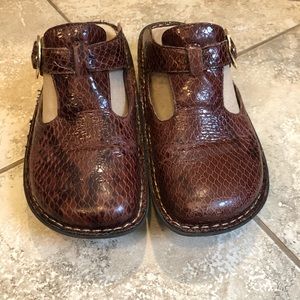 Algeria Brown Leather Snakeskin Mule Sz 8/38